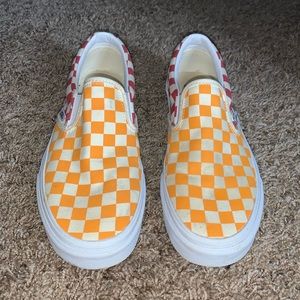 Checkered Primary Colors Slip On Vans